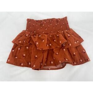 Cat & Jack Orange Floral Skirt Elastic Waist Ruffle girls S 6/7